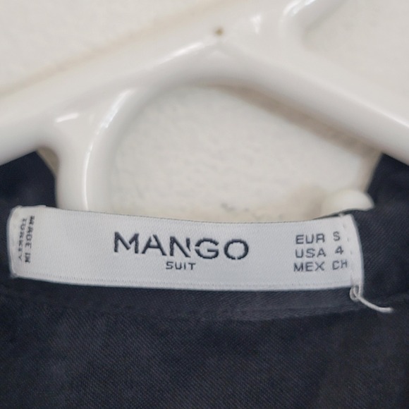 Mango Suit Black Midi Pearl Snap Button Up Collar Short Sleeve Satin Dress Small - Picture 14 of 16